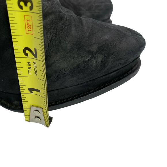 Mugnai Women Black Crinkled Nubuck Leather Almond Toe Heeled Platform Booties 37 - Picture 10 of 16